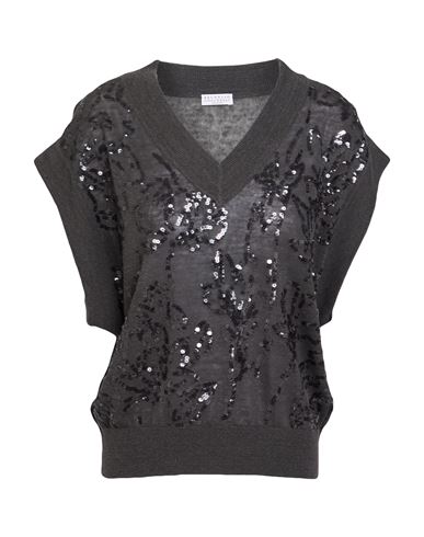 Brunello Cucinelli Woman Sweater Charcoal Size Xs Linen, Polyamide, Polyester In Gray