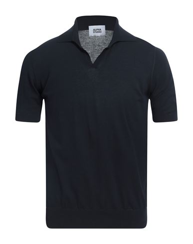 Alpha Studio Man Sweater Midnight Blue Size 38 Cotton In Blue