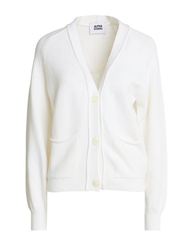 Alpha Studio Woman Cardigan White Size 8 Cotton, Polyamide