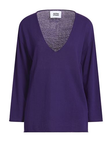 Alpha Studio Woman Sweater Purple Size 6 Cotton