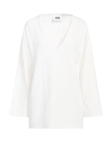 Alpha Studio Woman Sweater White Size 10 Cotton