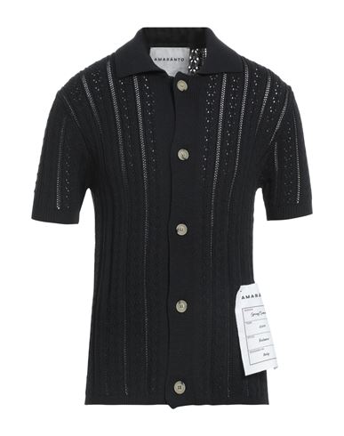Shop Amaranto Man Cardigan Black Size M Cotton, Polyamide