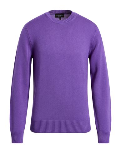 Emporio Armani Man Sweater Purple Size L Virgin Wool In Purple