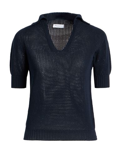Arovescio Woman Sweater Navy Size 8 Cotton In Blue