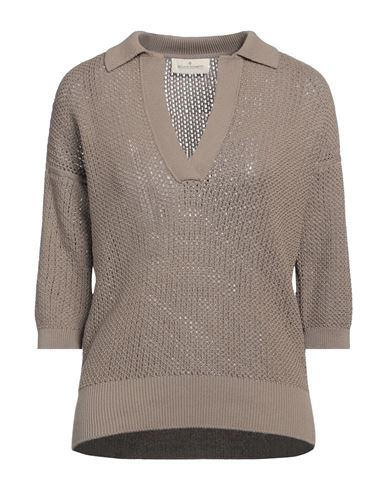 Bruno Manetti Woman Sweater Khaki Size 6 Cotton In Beige