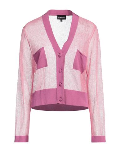 EMPORIO ARMANI EMPORIO ARMANI WOMAN CARDIGAN FUCHSIA SIZE L VISCOSE, POLYESTER, POLYAMIDE 