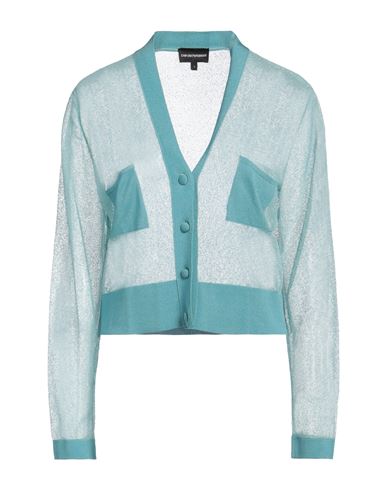 EMPORIO ARMANI EMPORIO ARMANI WOMAN CARDIGAN TURQUOISE SIZE L VISCOSE, POLYESTER, POLYAMIDE 
