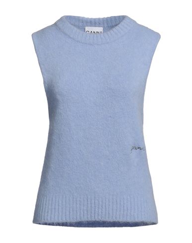 Ganni Logo-embroidered Alpaca-blend Vest In Blue