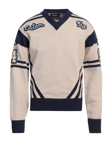 DSQUARED2 DSQUARED2 MAN SWEATER BEIGE SIZE M COTTON, POLYESTER, ACRYLIC 