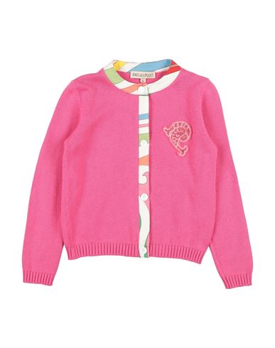 Shop Pucci Toddler Girl Cardigan Fuchsia Size 6 Cotton In Pink