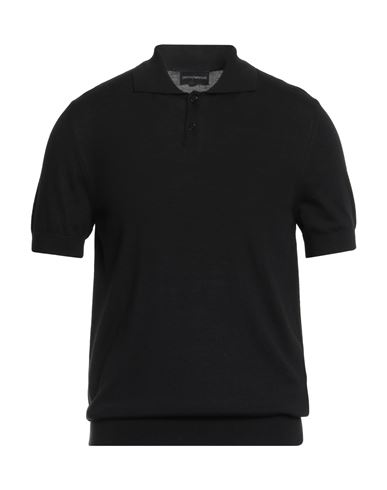 Emporio Armani Man Sweater Black Size L Virgin Wool In Black