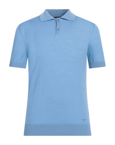 Emporio Armani Man Sweater Pastel Blue Size L Virgin Wool In Blue