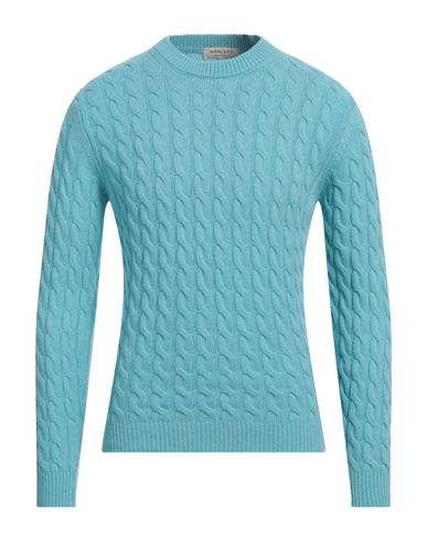 Wool & Co Man Sweater Sky Blue Size L Wool, Polyamide In Blue
