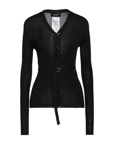Dsquared2 Woman Cardigan Black Size L Cotton In Black