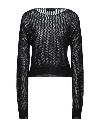 Dsquared2 Mohair Blend Open Knit Sweater In Black