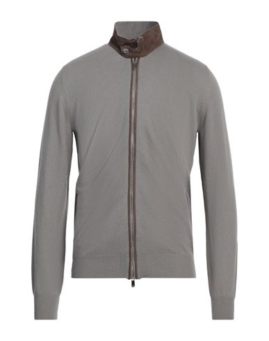 Fedeli Man Cardigan Taupe Size 40 Cashmere, Lambskin In Grey