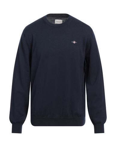 Gant Man Sweater Midnight Blue Size Xxl Cotton, Wool In Blue