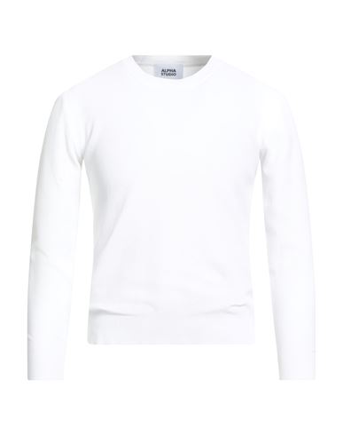Alpha Studio Man Sweater White Size 42 Cotton, Polyester