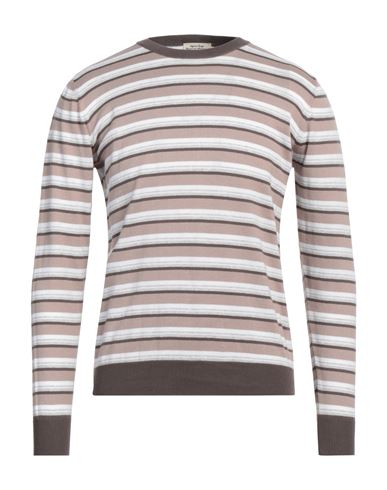 Heritage Man Sweater Taupe Size 40 Cotton In Grey