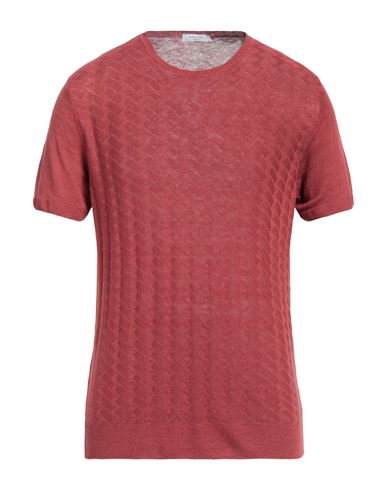 Boglioli Man Sweater Rust Size M Linen In Red