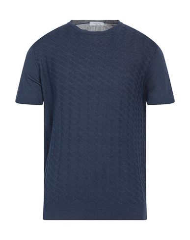 Boglioli Man Sweater Midnight Blue Size Xxl Linen In Blue