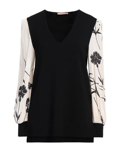 Twinset Woman Sweater Black Size M Viscose, Polyester In Black