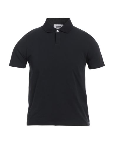 Alpha Studio Man Polo Shirt Midnight Blue Size 44 Cotton, Elastane In Black