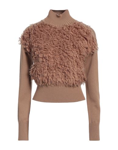 MAX MARA MAX MARA STUDIO WOMAN TURTLENECK CAMEL SIZE L VIRGIN WOOL, POLYAMIDE, MOHAIR WOOL, WOOL, ELASTANE 