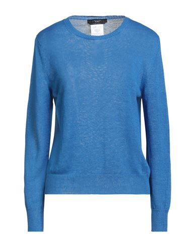 Weekend Max Mara Woman Sweater Bright Blue Size Xl Linen
