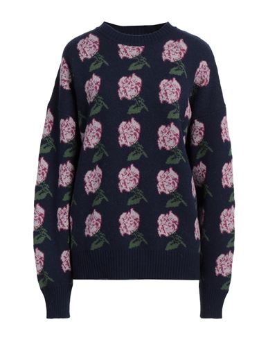 Msgm Woman Sweater Navy Size L Wool, Polyamide In Navy