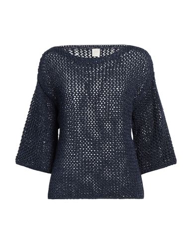 Shop Marella Monochrome Woman Sweater Navy Size L Polyester, Cotton, Polyamide