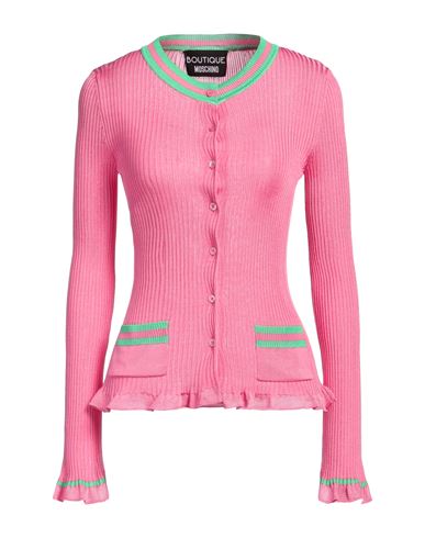 Boutique Moschino Woman Cardigan Pink Size 10 Vinyon In Pink
