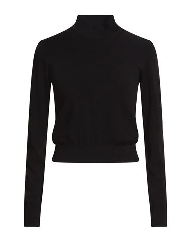 Roberto Collina Woman Turtleneck Black Size M Viscose, Polyester In Black