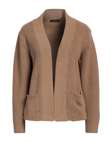 Shop Aragona Woman Cardigan Camel Size 8 Cotton In Beige