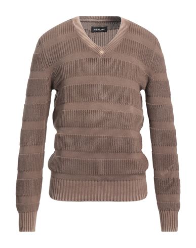 Replay Man Sweater Brown Size M Cotton In Brown