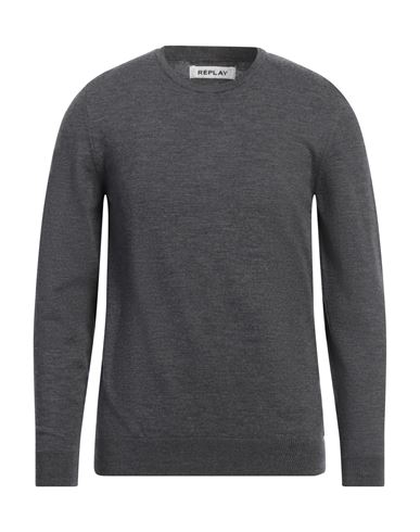 Replay Man Sweater Lead Size L Virgin Wool, Polyester, Elastane In Grey