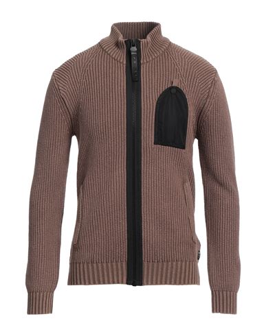 Shop Replay Man Cardigan Khaki Size L Cotton In Beige