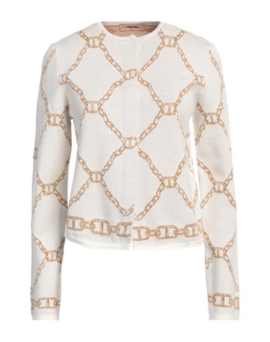 Shop Twinset Woman Cardigan Ivory Size M Viscose, Cotton, Polyester, Metallic Polyester In White