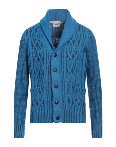 Berna Man Cardigan Azure Size Xl Acrylic, Polyamide, Wool In Blue