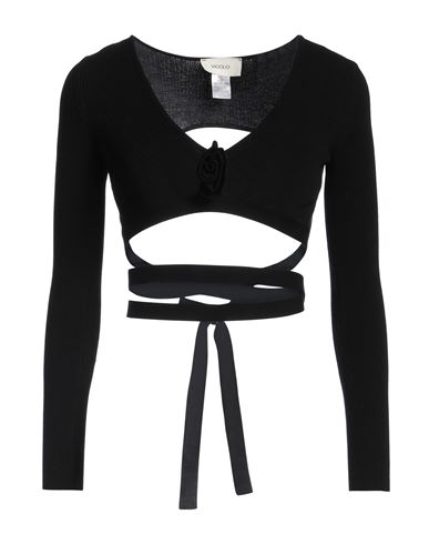 VICOLO VICOLO WOMAN SWEATER BLACK SIZE ONESIZE VISCOSE, POLYESTER 