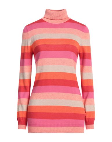 Woolrich Roman Striped Cotton And Cashmere Turtleneck Sweater In Salmon Pink
