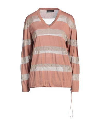 Shop Fabiana Filippi Woman Sweater Light Brown Size 8 Silk, Cotton, Viscose, Stainless Steel, Metallic Fi In Beige