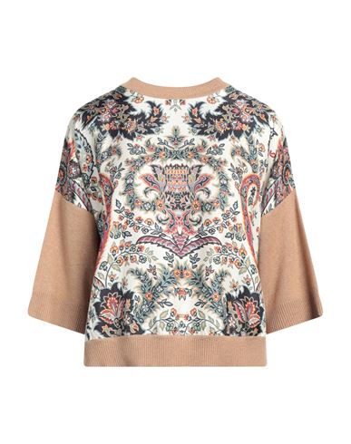 Etro Paisley Silk-inset Wool Knit Top In Beige