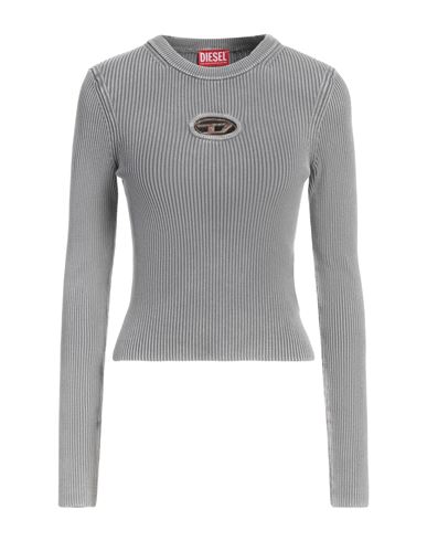 Diesel Woman Sweater Grey Size M Cotton In Grey