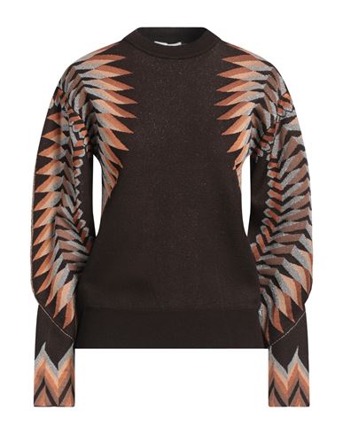 RABANNE RABANNE WOMAN SWEATER DARK BROWN SIZE M VISCOSE, METALLIC POLYESTER, POLYAMIDE, POLYESTER 