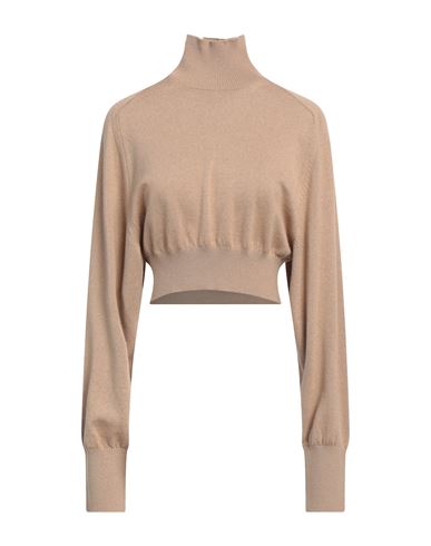 Sportmax Woman Turtleneck Beige Size L Virgin Wool In Neutral