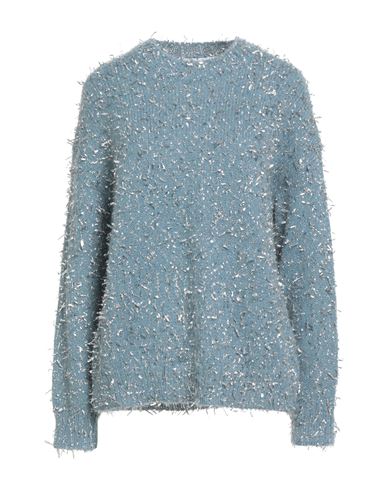 Msgm Frayed-effect Crew-neck Jumper In Blue