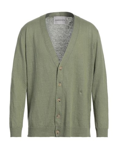 AMARANTO AMARANTO MAN CARDIGAN GREEN SIZE XL LINEN, COTTON 