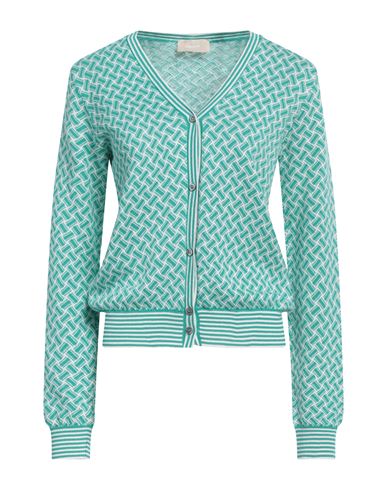 Shop Drumohr Woman Cardigan Emerald Green Size S Linen, Cotton