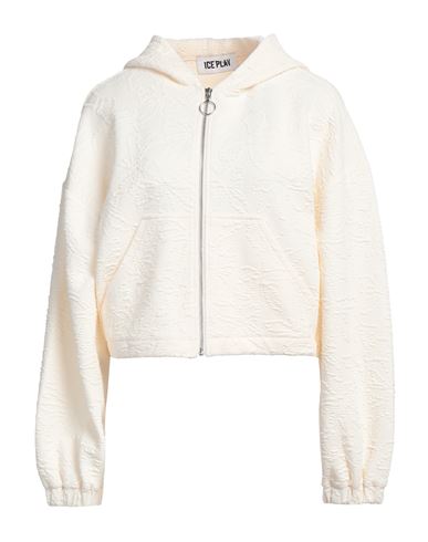 Ice Play Woman Sweatshirt Cream Size L Cotton, Polyester, Elastane In White